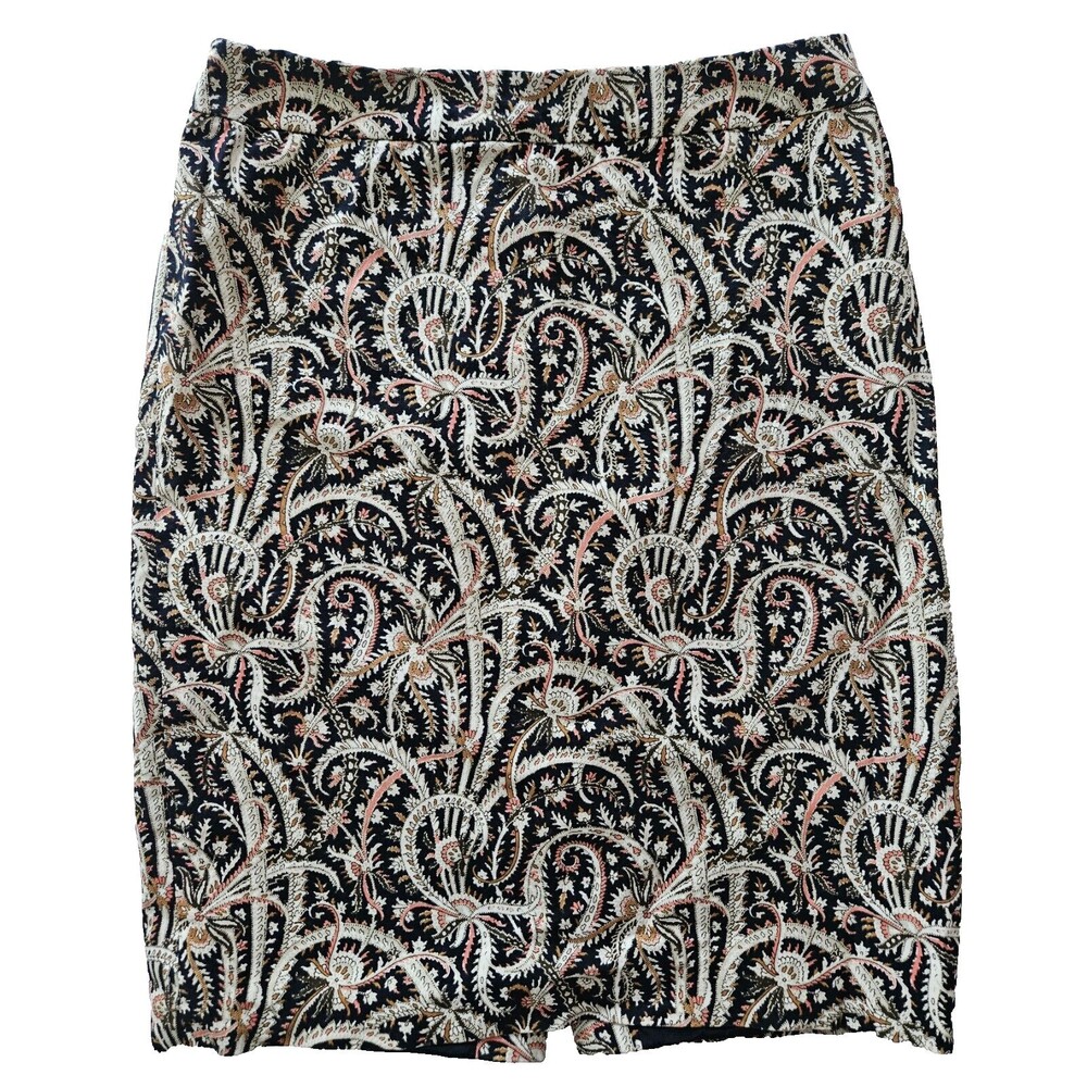 J. CREW No 2 Pencil Skirt Paisley Floral Print Style 72982 Size 2 Knee Length